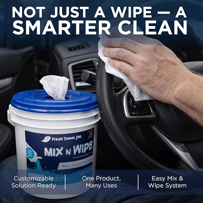Dry Bucket Wipes - Make Your Own Wet Wipes with Dispenser Buckets for Cleaning - 220 Wipes - 6 inches by 9 inches