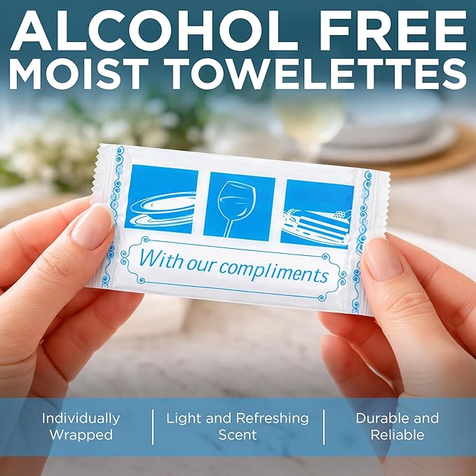 Individually Wrapped Moist Towelette - 100 pack - 7 x 8 inches