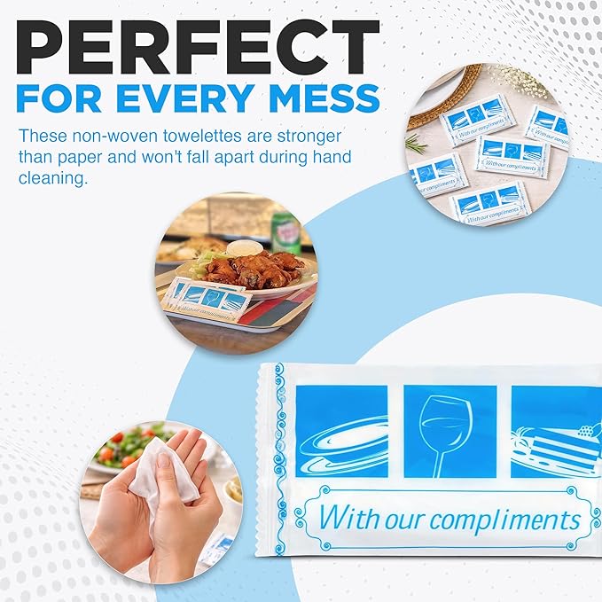 Individually Wrapped Moist Towelette - 100 pack - 7 x 8 inches