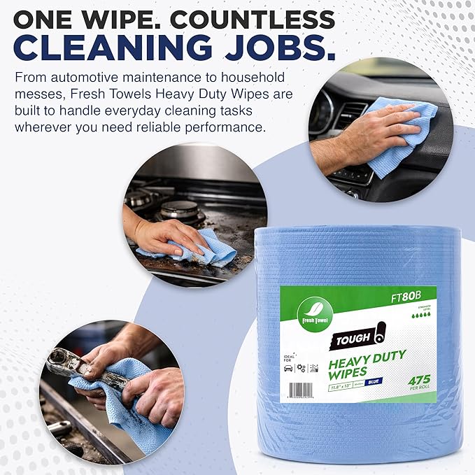 Heavy Duty Wipes - MAX STRENGTH - 1 ROLL OF 475 SHEETS - 11.8 X 13