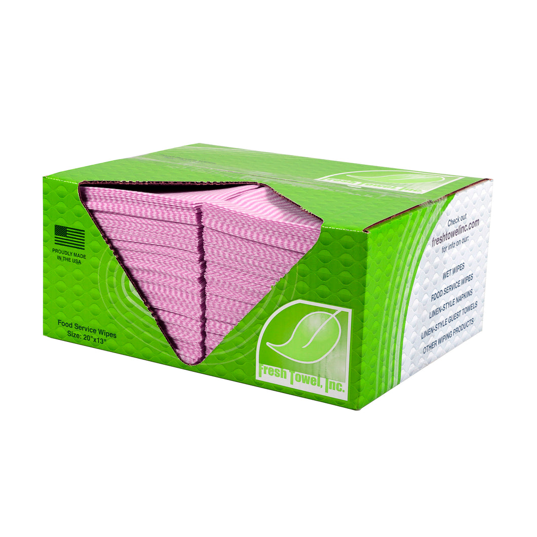 Foodservice Reusable Paper Towels - 1/4 Fold, 13 x 20 inches - Pink (1 Case of 200)