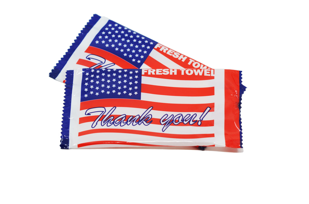 Premium Wet Nap - Extra Large - 8 inches x 7.5 inches - 300 Wipes Per Case - US Flag - Fresh Clean Scent *FREE SHIPPING*