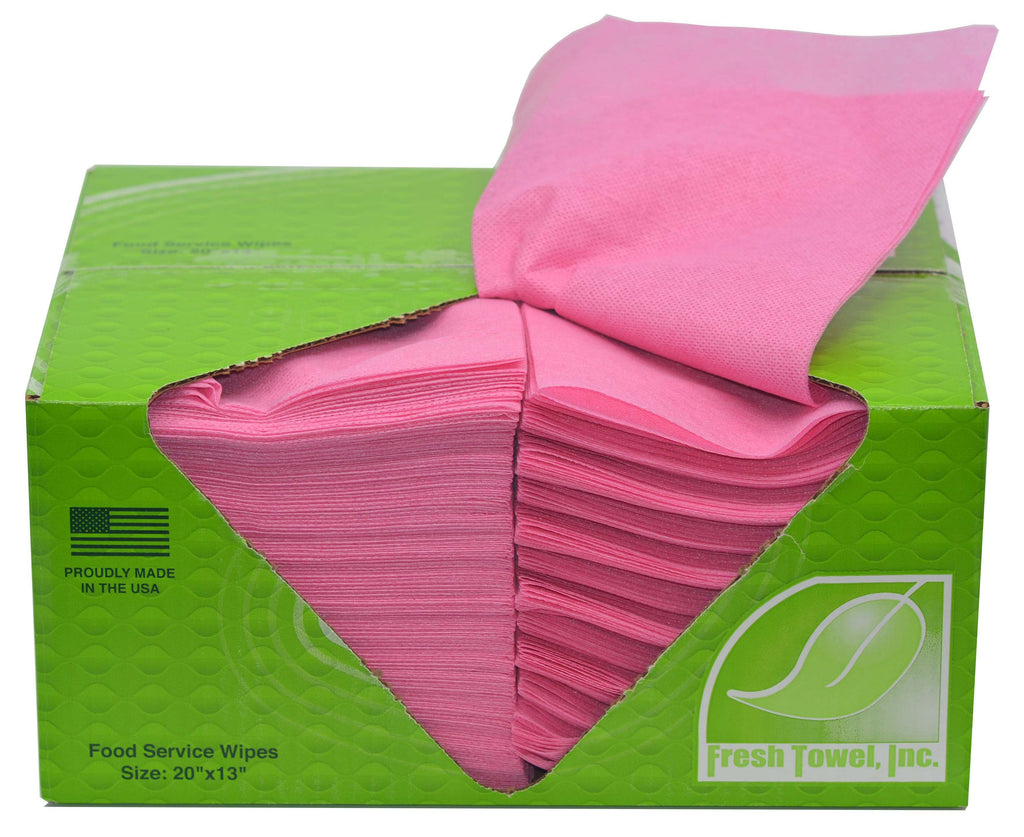 Foodservice Reusable Paper Towels - 1/4 Fold, 13 x 20 inches - Pink (1 Case of 200)