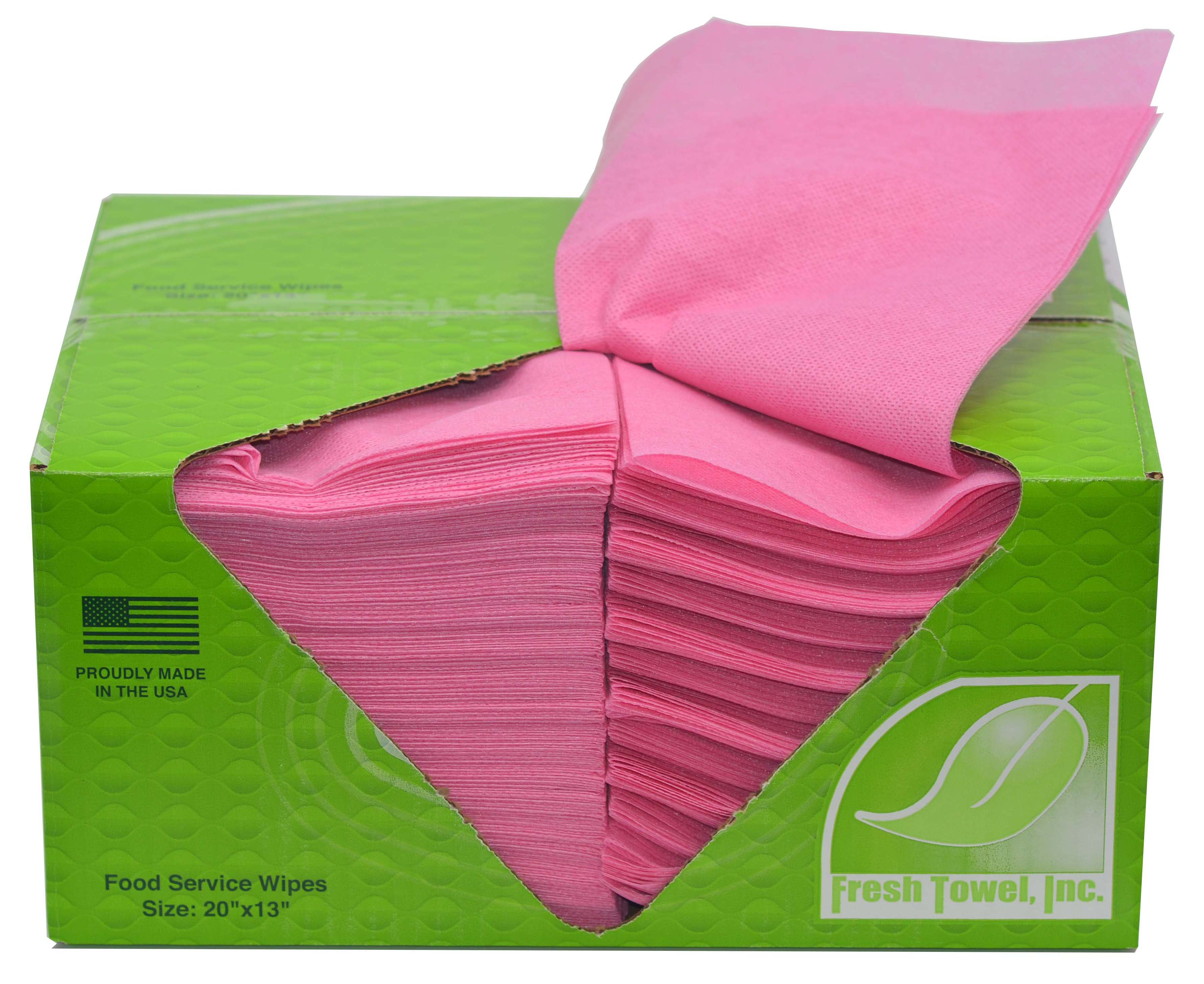 Foodservice Reusable Paper Towels - 1/4 Fold, 13 x 20 inches - Pink (1 Case of 200)